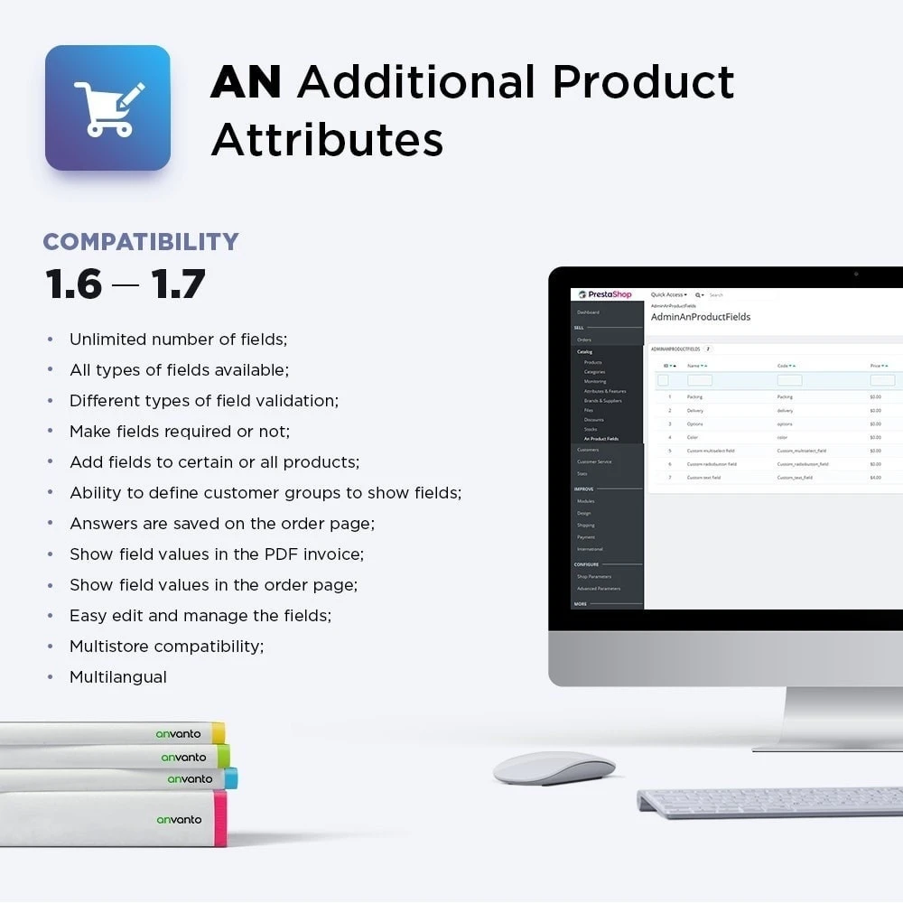 ماژول Additional Product Attributes 3.4.4-آپشن های اضافه در پرستاشاپ