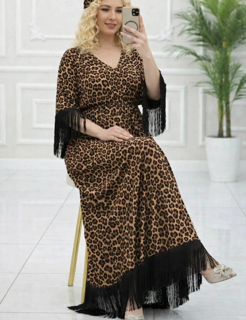 ماکسی زنانه ریشه دار و زرکوب