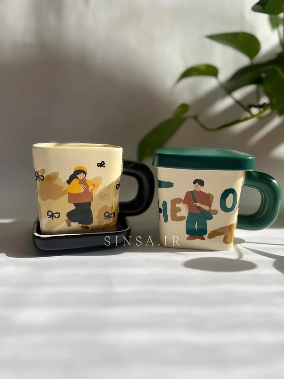 ماگ سرامیکی مربعی درب دار