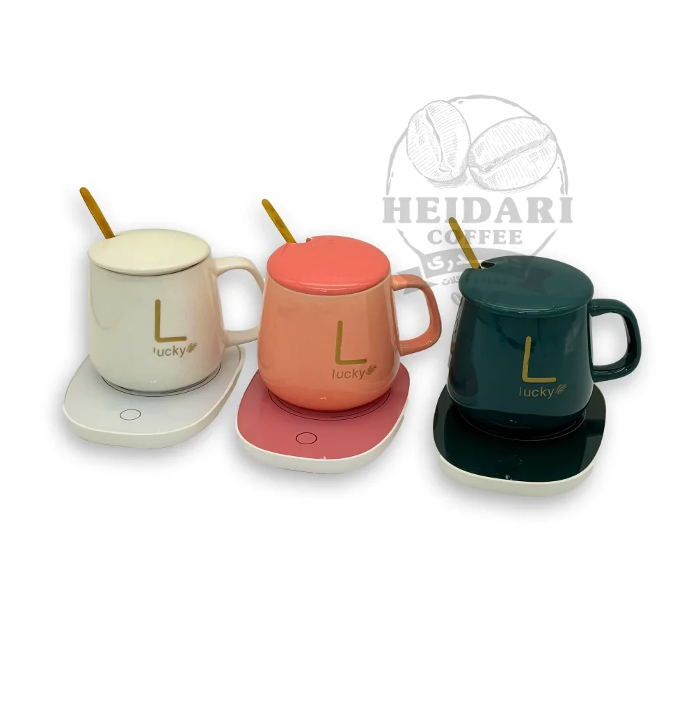 ماگ هیتردار با صفحه ی گرمکن(ماگ حرارتی مدل Lucky به همراه صفحه گرم‌کن برقی)