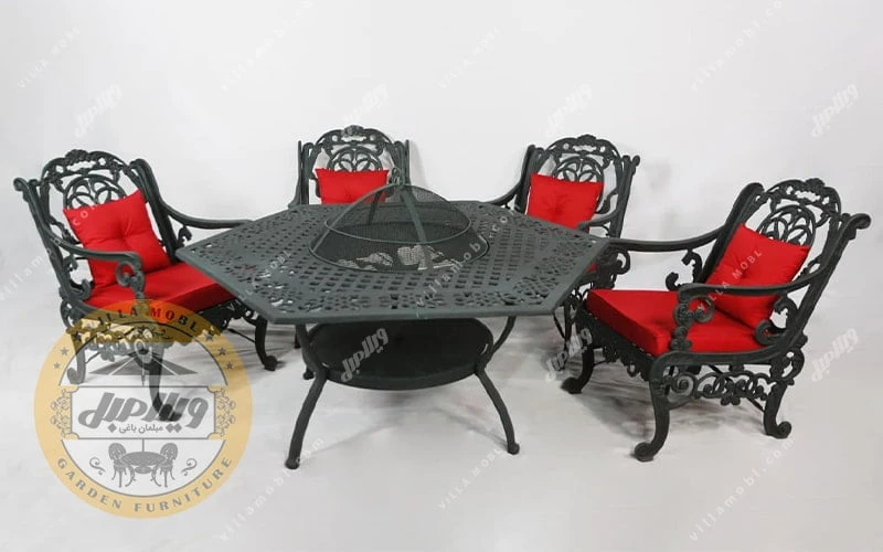 مبل باغی آلومینیومی و آتشدان مدل المپیا