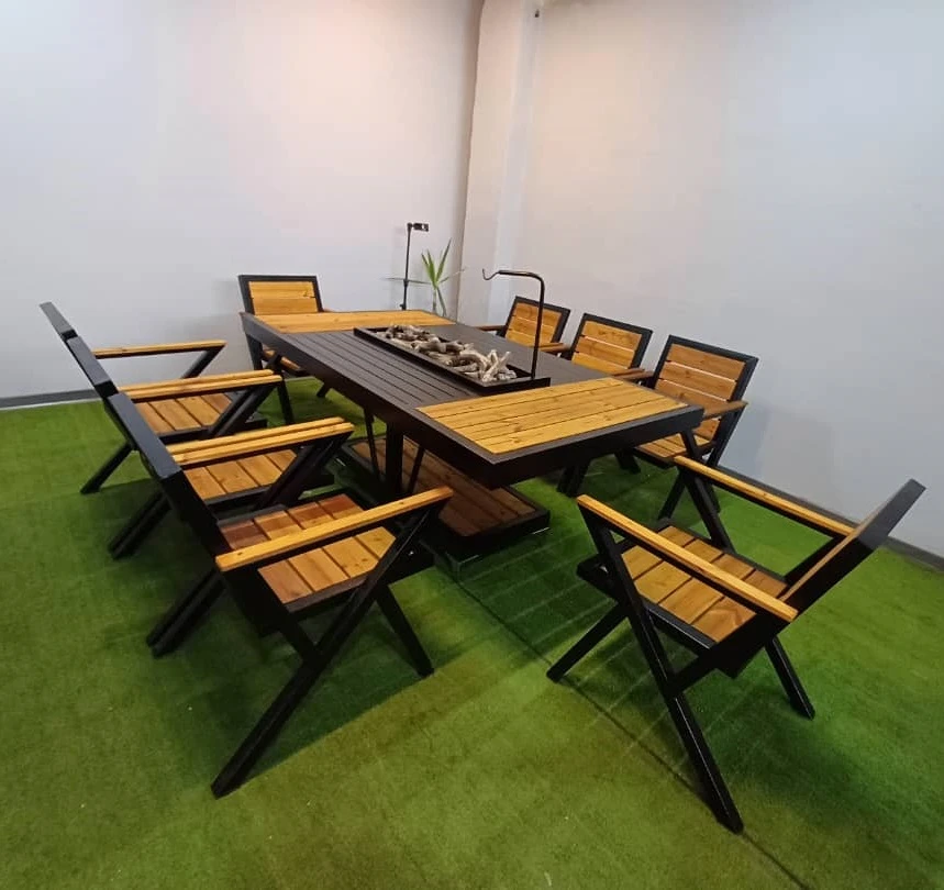 مبل باغی با میز آتشدان مستطیل مدل راکسا