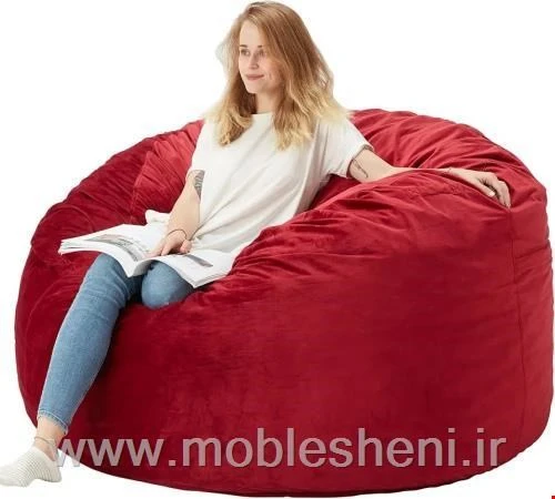 مبل راحتی شنی الیافی، با روکش مخمل قرمز