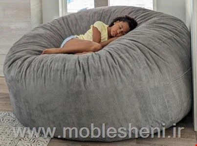 مبل راحتی شنی الیافی، با پارچه مخمل طوسی