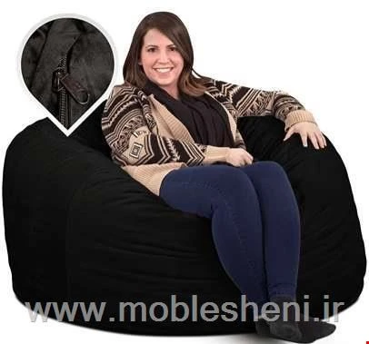 مبل راحتی شنی الیافی مشکی،تکنفره مخملی۱۲۰×۸۰