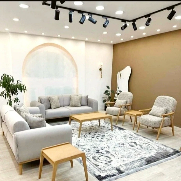 مبل راحتی مینیمال دسته چوبی ۷ نفره