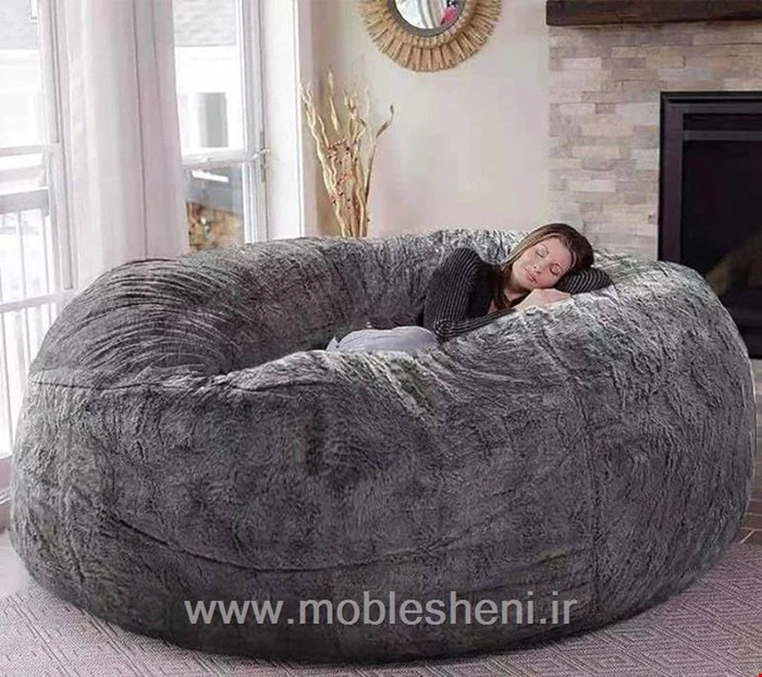 مبل شنی الیافی، دو نفره حوله ای طوسی تیره کد099