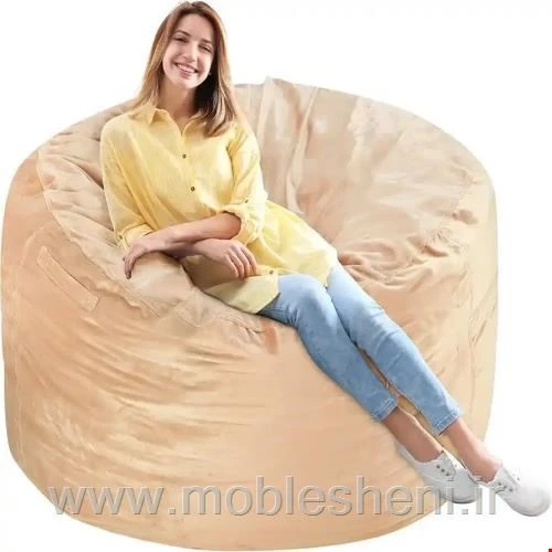 مبل شنی الیافی، گرد بزرگ باپارچه مخمل کرم