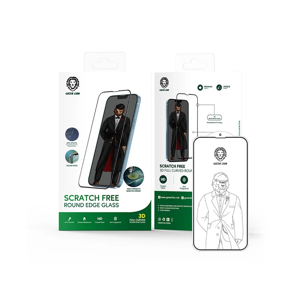 محافظ صفحه نمایش شیشه ای آیفون 13 و 13 پرو گرین Green iPhone 13/13 Pro 3D Scratch Free Glass GNEDGEGL13PCL