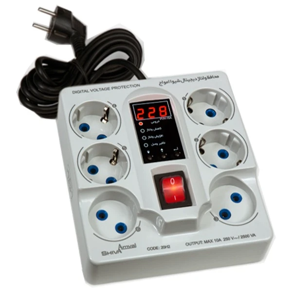 محافظ ولتاژ ۶ پریز دیجیتال PVH-10A – 20H2 شیوا امواج
