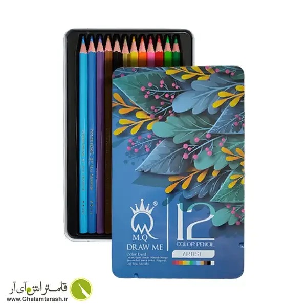 مداد رنگی 12 رنگ ام کیو جعبه فلزی