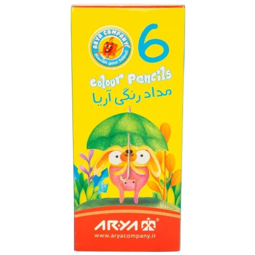 مداد رنگی 6 رنگ آریا مدل کوتاه