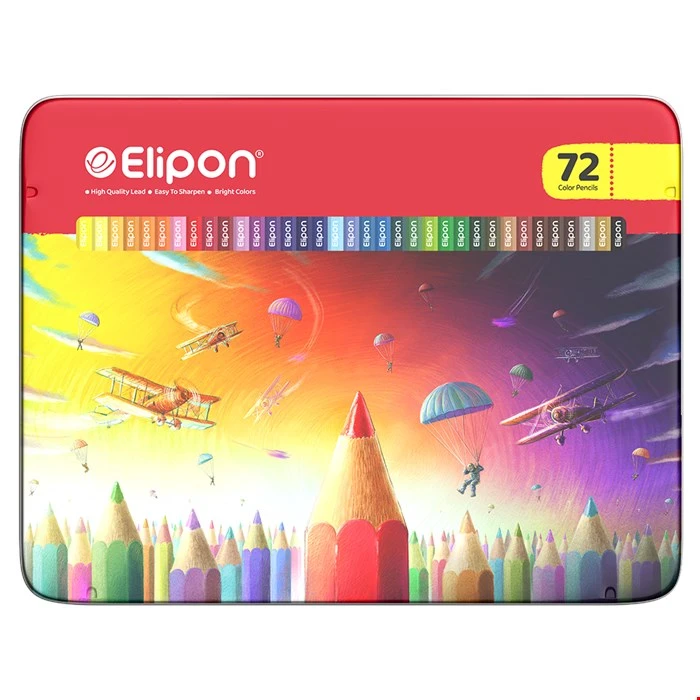 مداد رنگی 72 رنگ جعبه فلزی تخت الیپونEALIPON