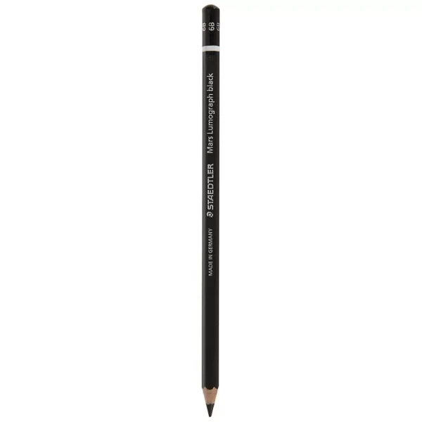 مداد طراحی لوموگراف استدلر 6B بدنه مشکی نوک زغالی مدل Mars Lumograph black 100B