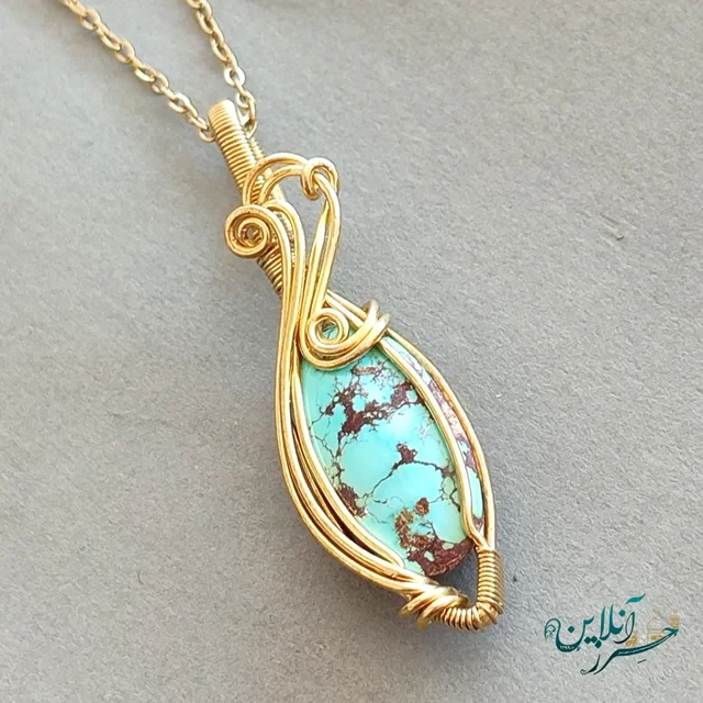 مدال گردن آویز زنانه فیروزه نیشابور اصل mf1000