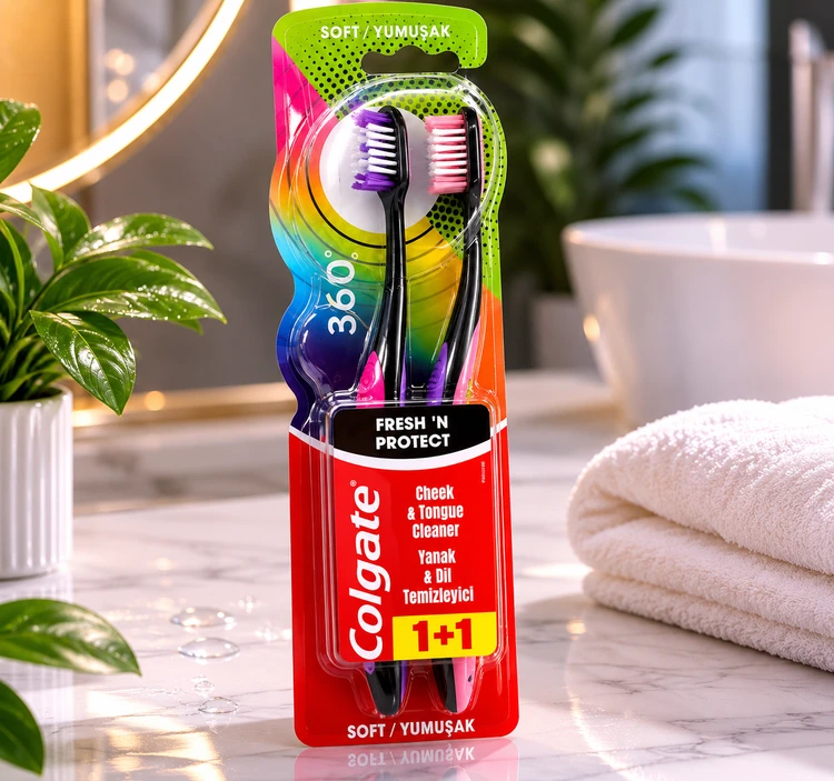 مسواک کلگیت Fresh 'N Protect مدل Cheek & Tongue Cleaner (بسته ۲ عددی)