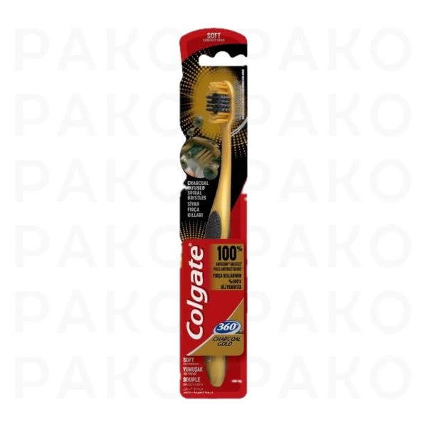 مسواک کلگیت مدل Charcoal Gold 360 با برس نرم