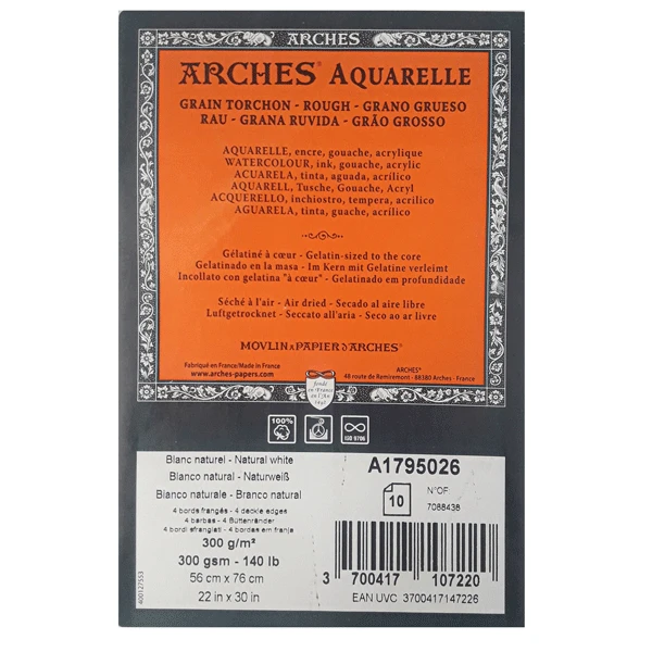 مقوا آبرنگ آرچ 300 گرم راف Rough سایز 38*28 بسته 4 عددی