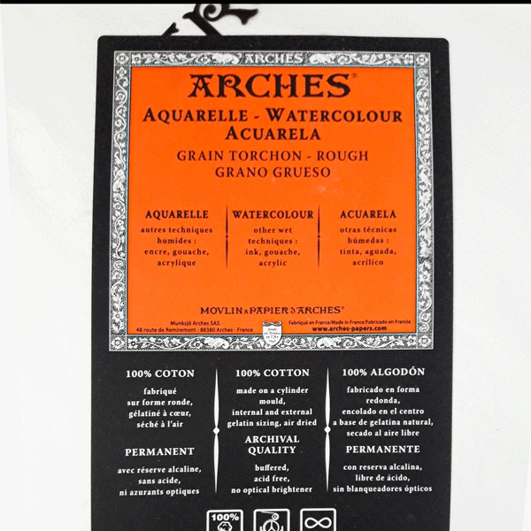 مقوا آرچ آبرنگ راف 185 گرم (arches rough) سایز 28*38 سانت بسته 4 عددی