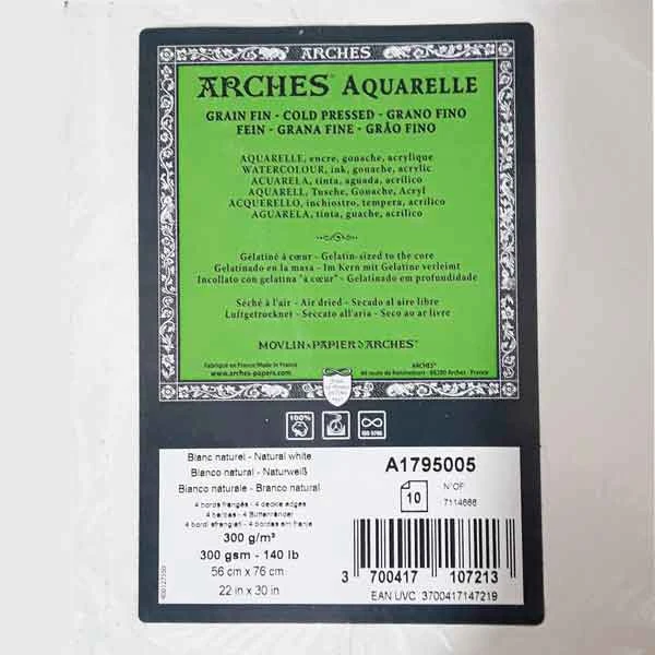 مقوا آرچ آبرنگ کلدپرس 300 گرم (arches coldpressed) سایز 50*70 سانتیمتر