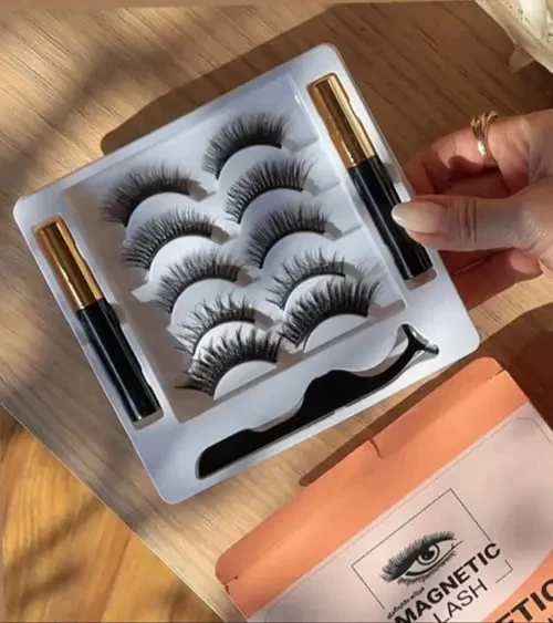 مژه مگنتی دارای خط چشم مغناطیسی پنس و ۵جفت مژه برای مواقع مختلف