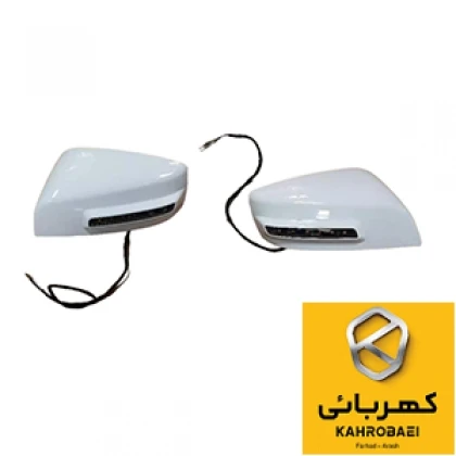مکانیزم آینه های جانبی راهنمادار (دسته سیم فابریک) قاب سفید ساینا / تیبا / کوئیک
