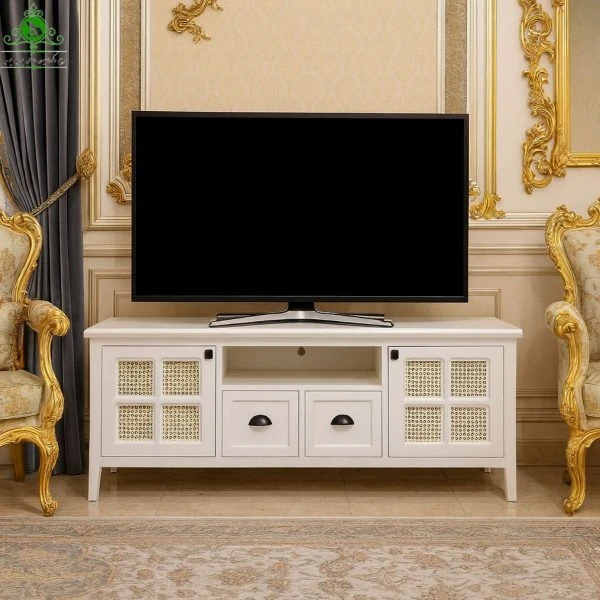 میز تلویزیون MDF روکش چوب مدل جسکون