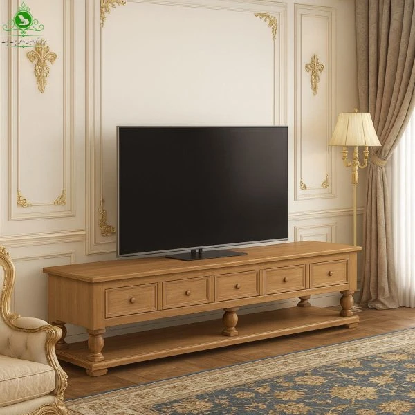 میز تلویزیون MDF روکش چوب مدل کسری