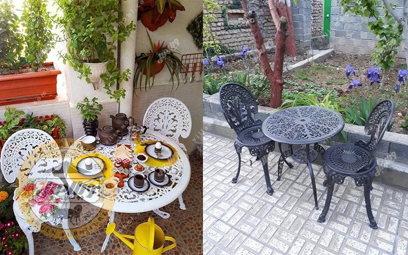 میز و صندلی آلومینیومی مدل طاووسی یا چکاوک