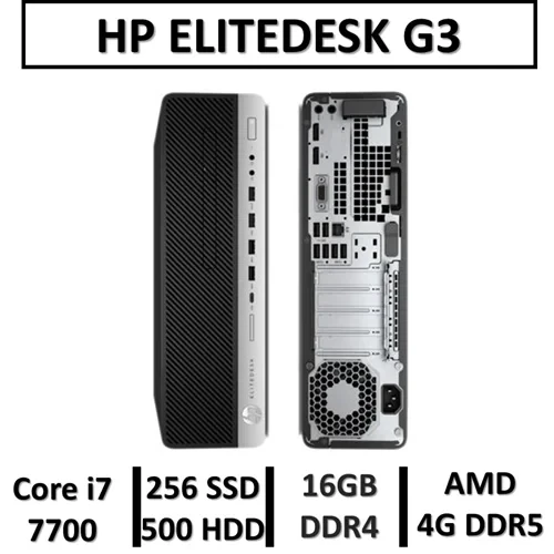 مینی کامپیوتر استوک اچ پی با گرافیک 4G DDR5 نسل هفتم HP ELITEDESK G3 Core i7-7700 RAM 16 SSD 256 HDD 500