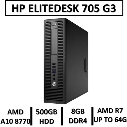 مینی کامپیوتر استوک اچ پی مدل MINI CASE HP 705 G3 | AMD A10-8770 R7 | 8GB RAM DDR4 | 500GB HDD | AMD R7