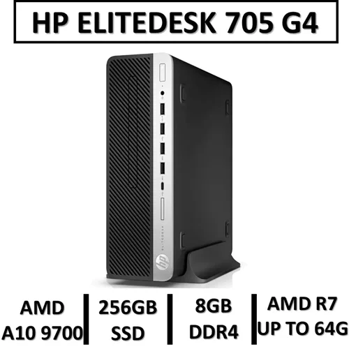 مینی کامپیوتر استوک اچ پی گرافیکدار USED MINI CASE HP ELITEDESK 705 G4/CPU AMD A10-9700/RAM8DDR4/SSD 256/GPU AMD