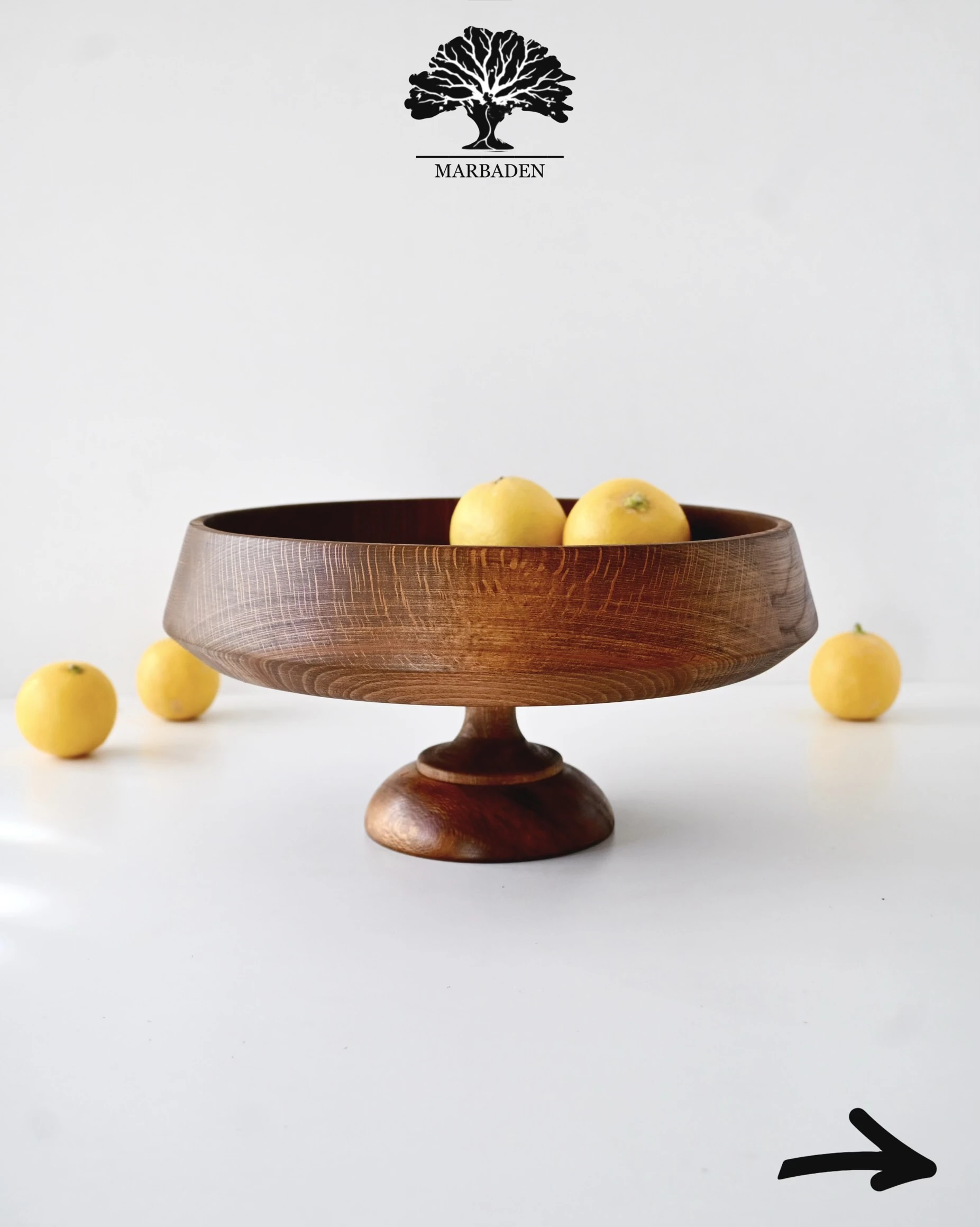 میوه خوری مدل الماسی پایه دار قطر 30cm (چوب راش فندقی) Opava-P12