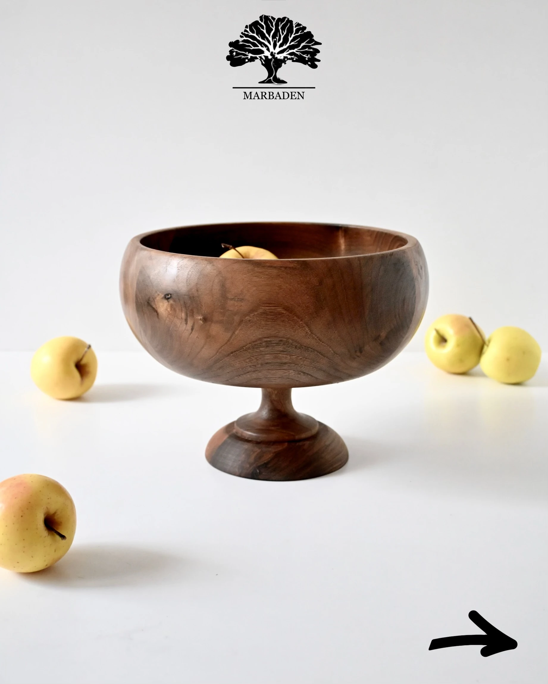 میوه قدح خمره ای قطر 25cm پایه دار ماربادن (چوب گردو) Montero-P10
