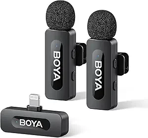 میکروفون بی‌سیم دو فرستنده بویا مدل BOYA BY-V2 مخصوص آیفون | آمازونیکس»