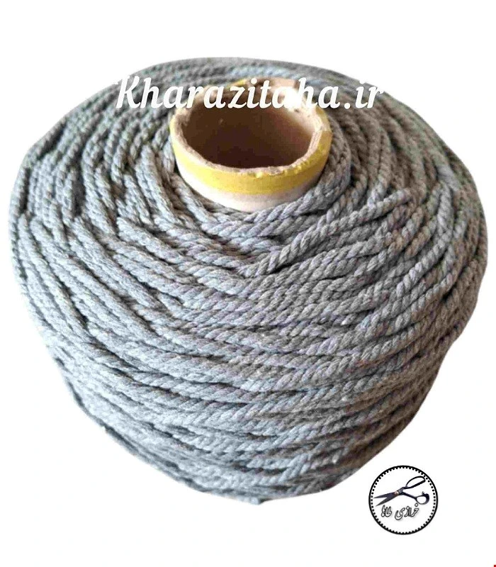 نخ مکرومه تابیده چهارمیل طوسی
