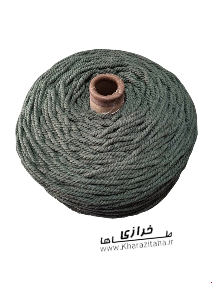 نخ مکرومه ۴ میل رنگ سبز طوسی تیره