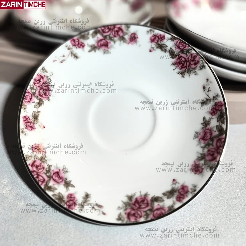 نعلبکی زیر استکانی چینی زرین مدل آران
