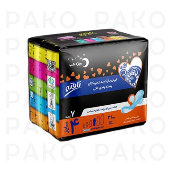 نوار بهداشتي بالدار ويژه شب پوست هاي حساس 7 عددي تافته tafteh