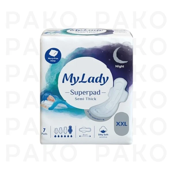 نوار بهداشتي مكسي سوپر پد كتان نيمه ضخيم سايزخيلي بزرگ ( XXL ) 7 عددي ماي ليدي my lady