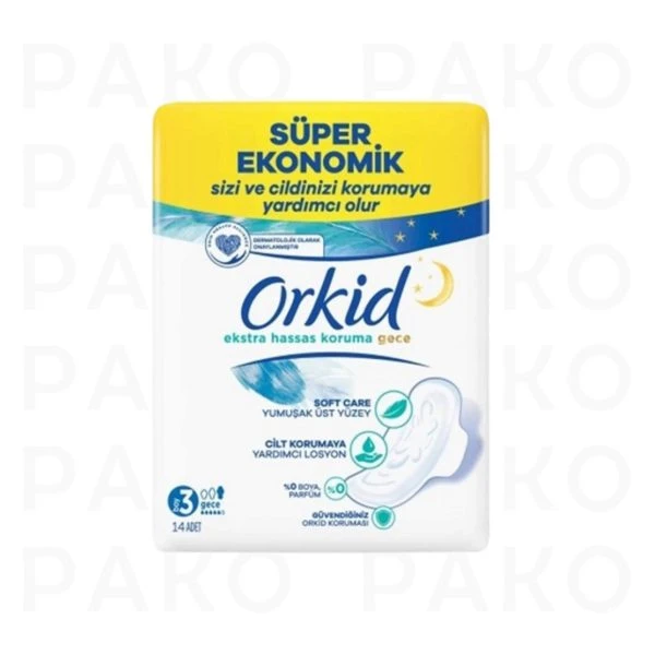 نوار بهداشتی حساس ویژه شب ارکید Orkid سایز 3 بسته 14 عددی
