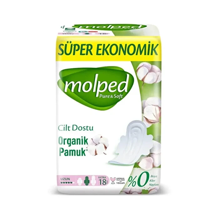 نوار بهداشتی مولپد Molped مدل Pure And Soft سایز بلند بسته 18 عددی اصل و اورجینال