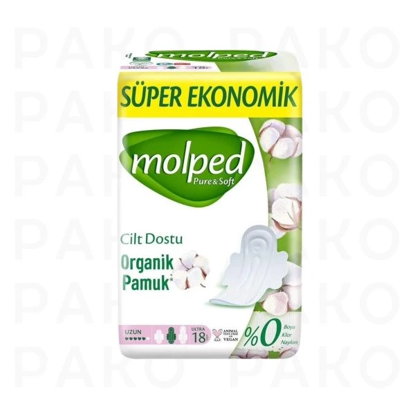 نوار بهداشتی مولپد سری Pure & Soft سایز بلند بسته 18 عددی