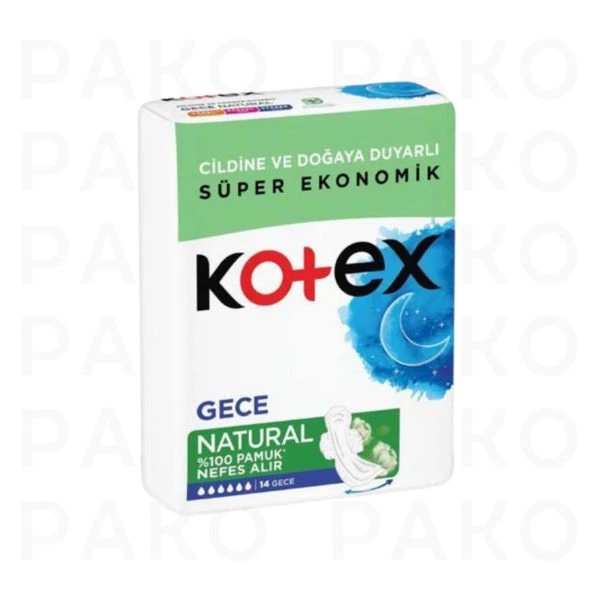 نوار بهداشتی گیاهی کوتکس ویژه شب مدل natural بسته 14 عددی