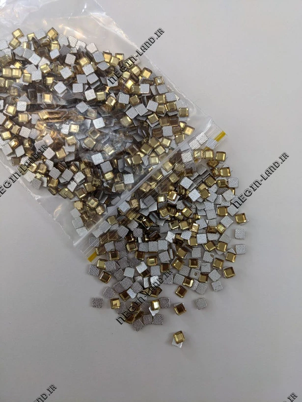 نگین حرارتی رزین 4*4 طلایی روشن