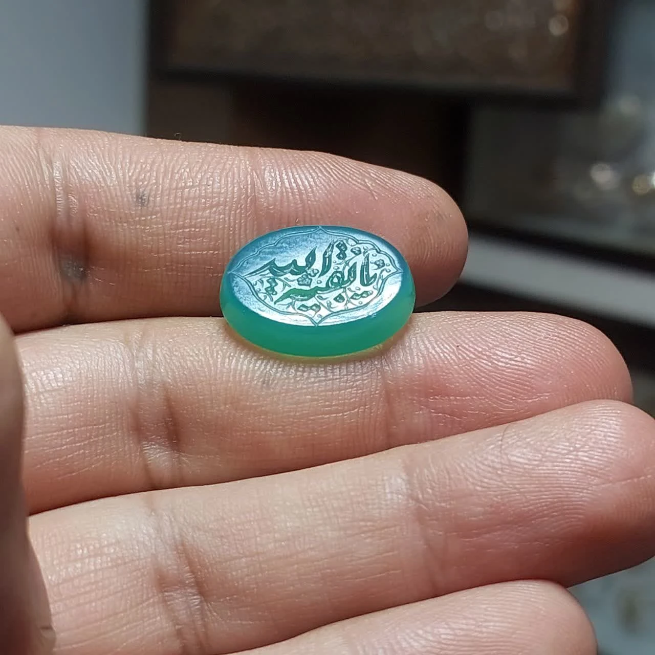 نگین عقیق سبز اصل “عهد انتظار” – متبرک به نام “یا بقیة الله (عج)” کد 1785