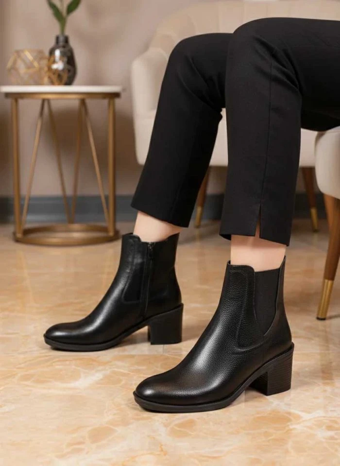 نیم بوت ترک تمام چرم زنانه S609