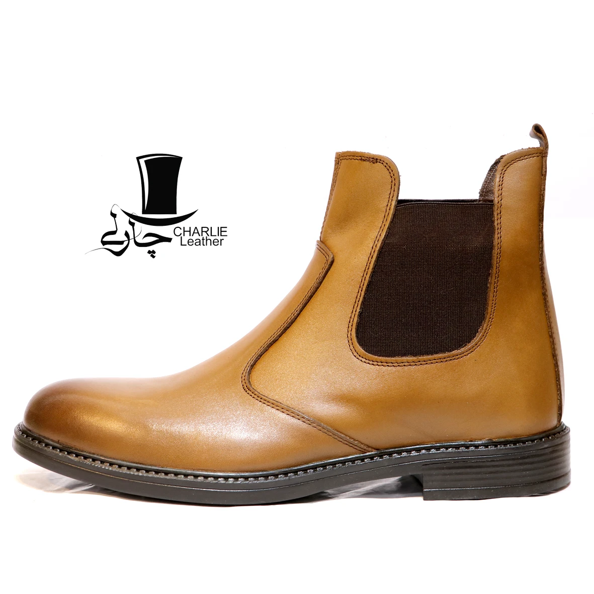 نیم بوت چرم مردانه مدل مونترال عسلی
