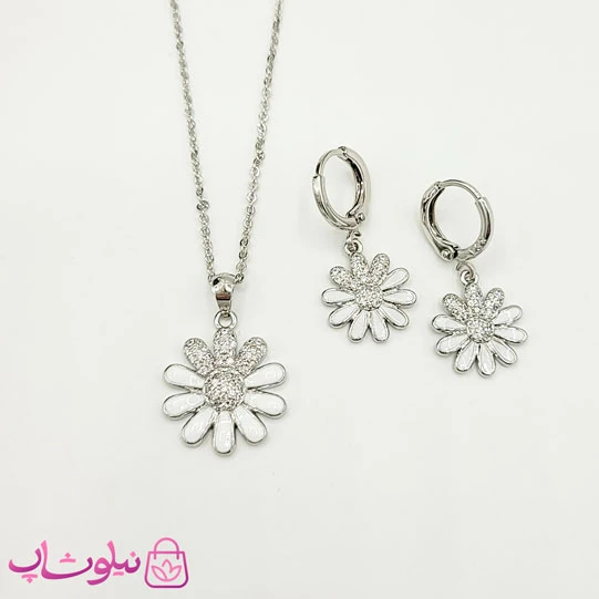 نیم ست دخترانه YSX طرح بابونه نقره ای کد 2591