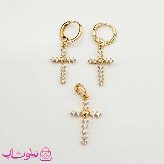 نیم ست دخترانه ژوپینگ طرح صلیب نگیندار کد 2191